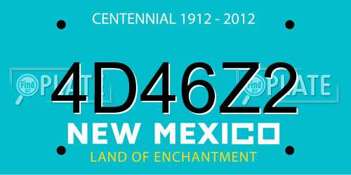 4D46Z2 New Mexico License Plate