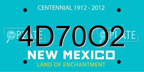 4D70O2 New Mexico License Plate