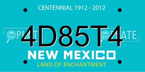 4D85T4 New Mexico License Plate