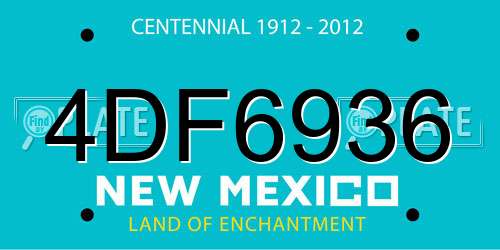 4DF6936 New Mexico License Plate
