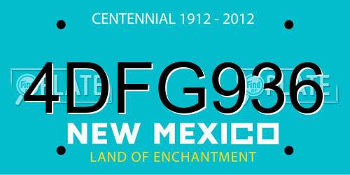 4DFG936 New Mexico License Plate