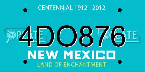 4DO876 New Mexico License Plate