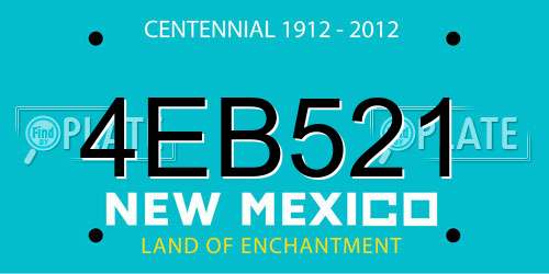 4EB521 New Mexico License Plate