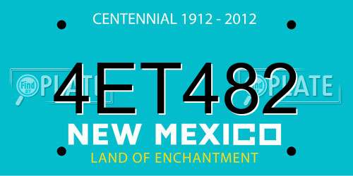4ET482 New Mexico License Plate