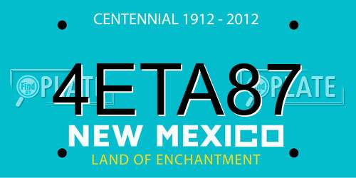 4ETA87 New Mexico License Plate