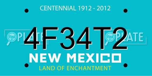 4F34T2 New Mexico License Plate