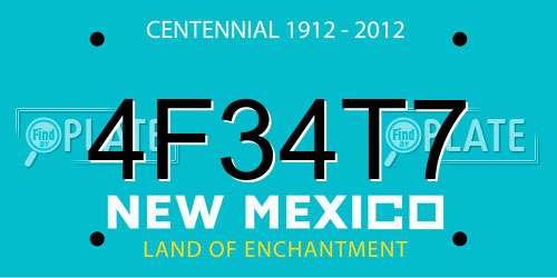 4F34T7 New Mexico License Plate