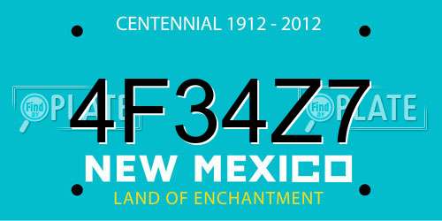 4F34Z7 New Mexico License Plate