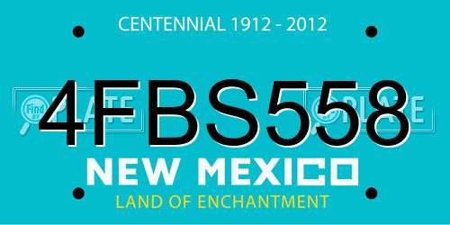 4FBS558 New Mexico License Plate