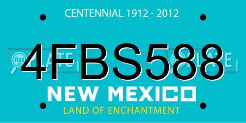 4FBS588 New Mexico License Plate
