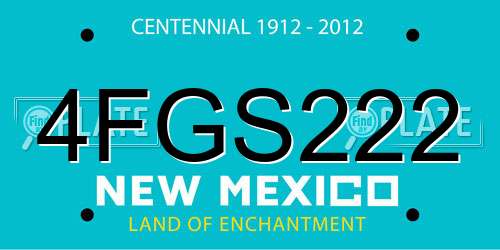 4FGS222 New Mexico License Plate