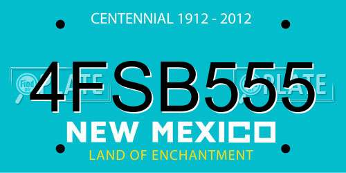 4FSB555 New Mexico License Plate
