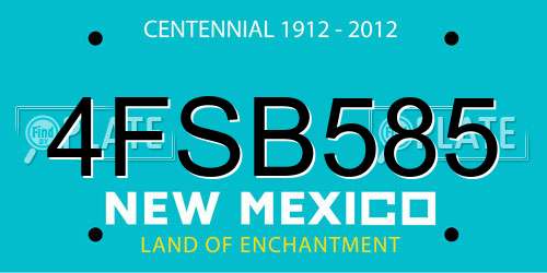 4FSB585 New Mexico License Plate