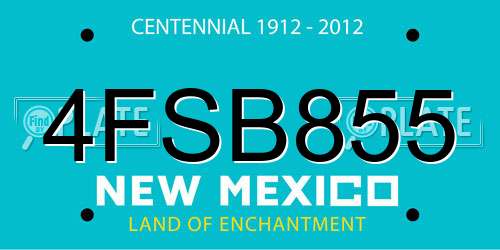 4FSB855 New Mexico License Plate