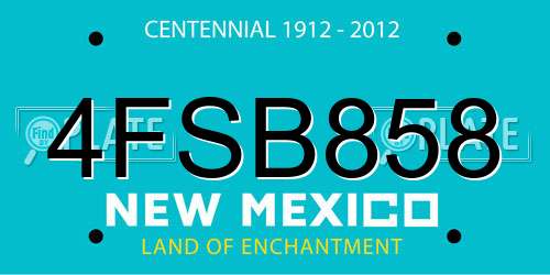 4FSB858 New Mexico License Plate