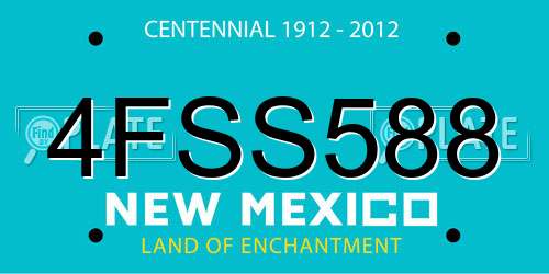 4FSS588 New Mexico License Plate