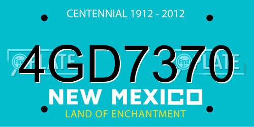 4GD7370 New Mexico License Plate
