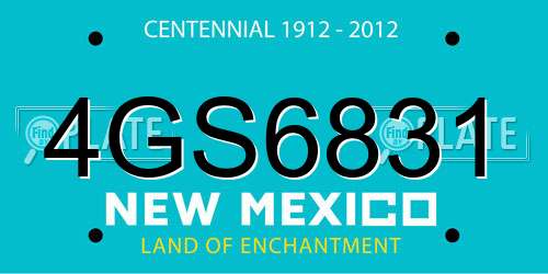 4GS6831 New Mexico License Plate