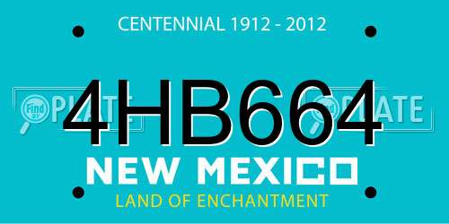 4HB664 New Mexico License Plate
