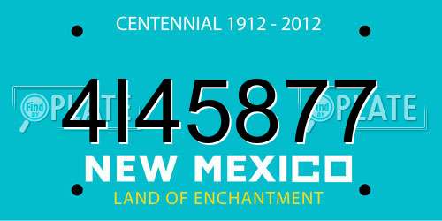 4I45877 New Mexico License Plate