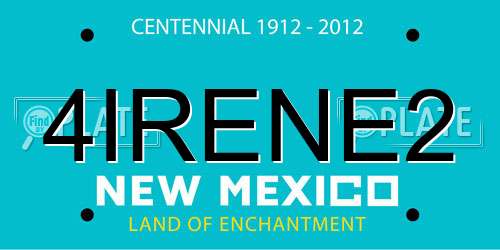 4IRENE2 New Mexico License Plate