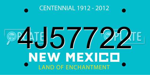 4J57722 New Mexico License Plate