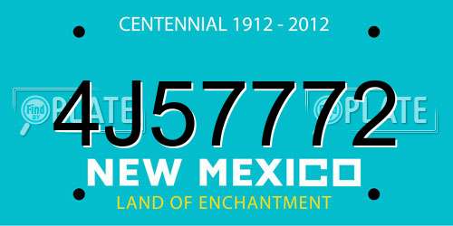 4J57772 New Mexico License Plate