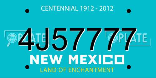 4J57777 New Mexico License Plate