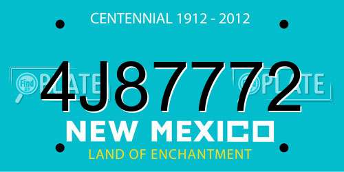 4J87772 New Mexico License Plate