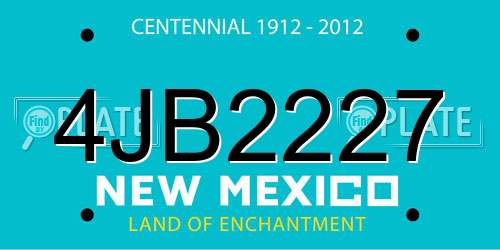 4JB2227 New Mexico License Plate