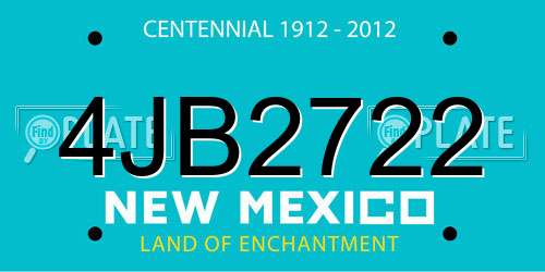 4JB2722 New Mexico License Plate