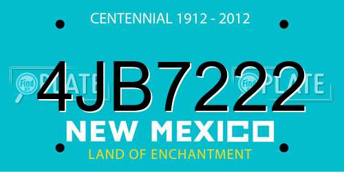 4JB7222 New Mexico License Plate