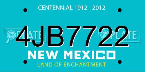 4JB7722 New Mexico License Plate