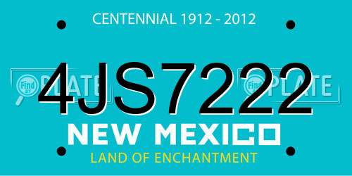 4JS7222 New Mexico License Plate