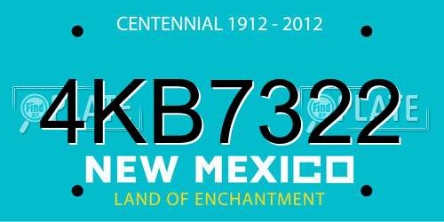4KB7322 New Mexico License Plate