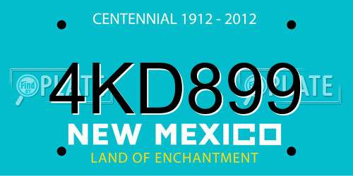 4KD899 New Mexico License Plate