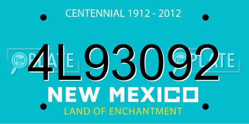 4L93092 New Mexico License Plate