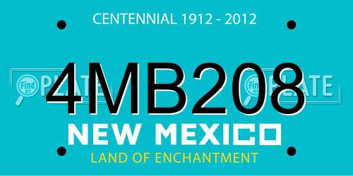 4MB208 New Mexico License Plate