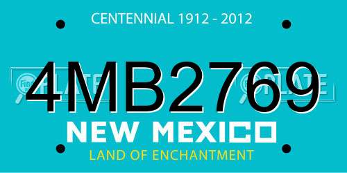 4MB2769 New Mexico License Plate