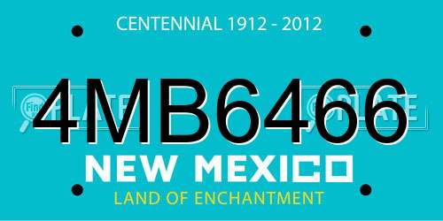 4MB6466 New Mexico License Plate