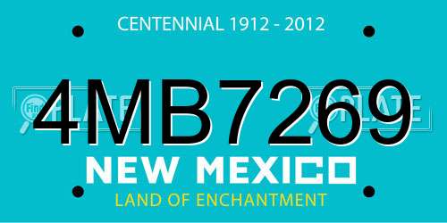 4MB7269 New Mexico License Plate