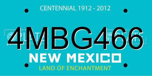 4MBG466 New Mexico License Plate