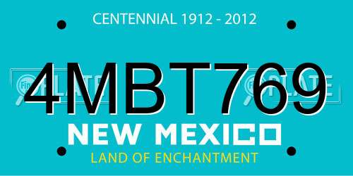 4MBT769 New Mexico License Plate