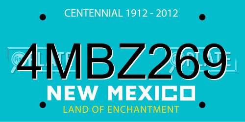 4MBZ269 New Mexico License Plate