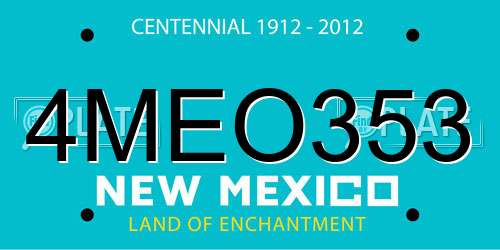 4MEO353 New Mexico License Plate