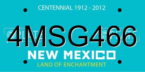 4MSG466 New Mexico License Plate
