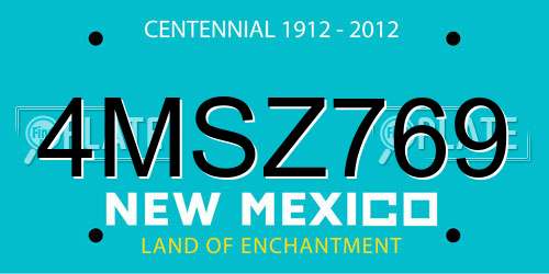 4MSZ769 New Mexico License Plate
