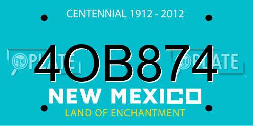 4OB874 New Mexico License Plate