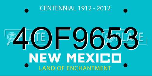 4OF9653 New Mexico License Plate
