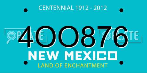 4OO876 New Mexico License Plate